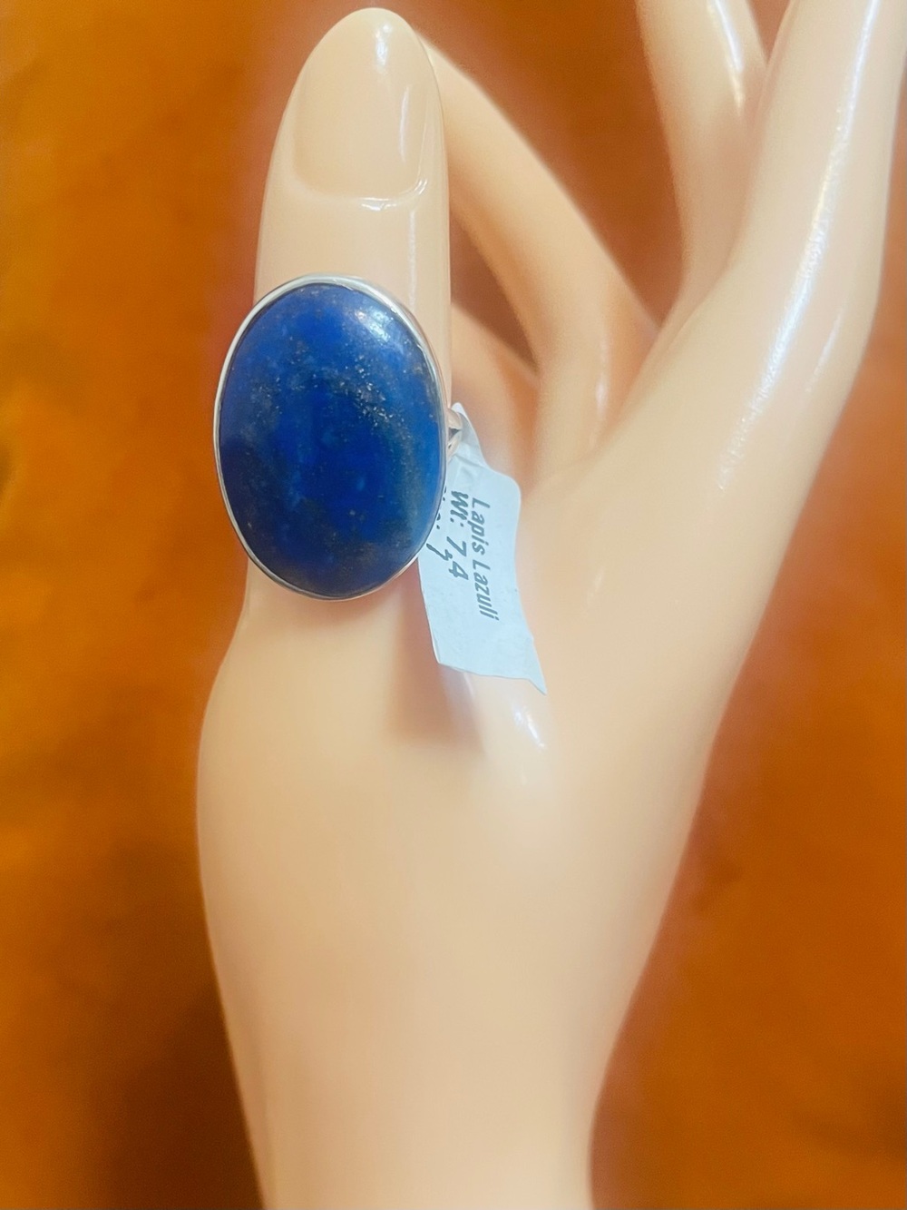 Lapis Lazuli Oval Statement Ring in 925 Sterling Silver Size 7 - Picture 5 of 11